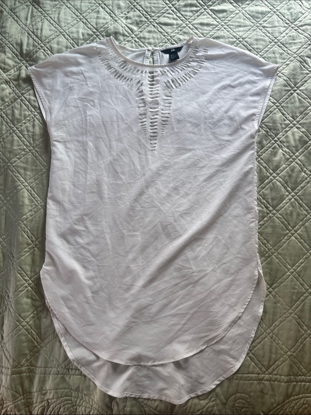 H&M Pale Pink Cutout Neck Cap-Sleeve Tunic Top
